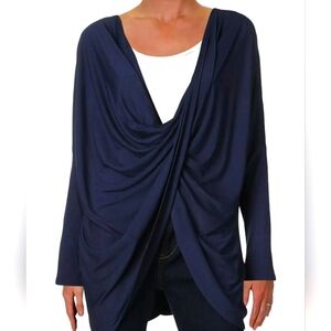 SPLENDID Studio Active Jersey Drape Tunic Long Sleeve Top Women's Large L NEW‎